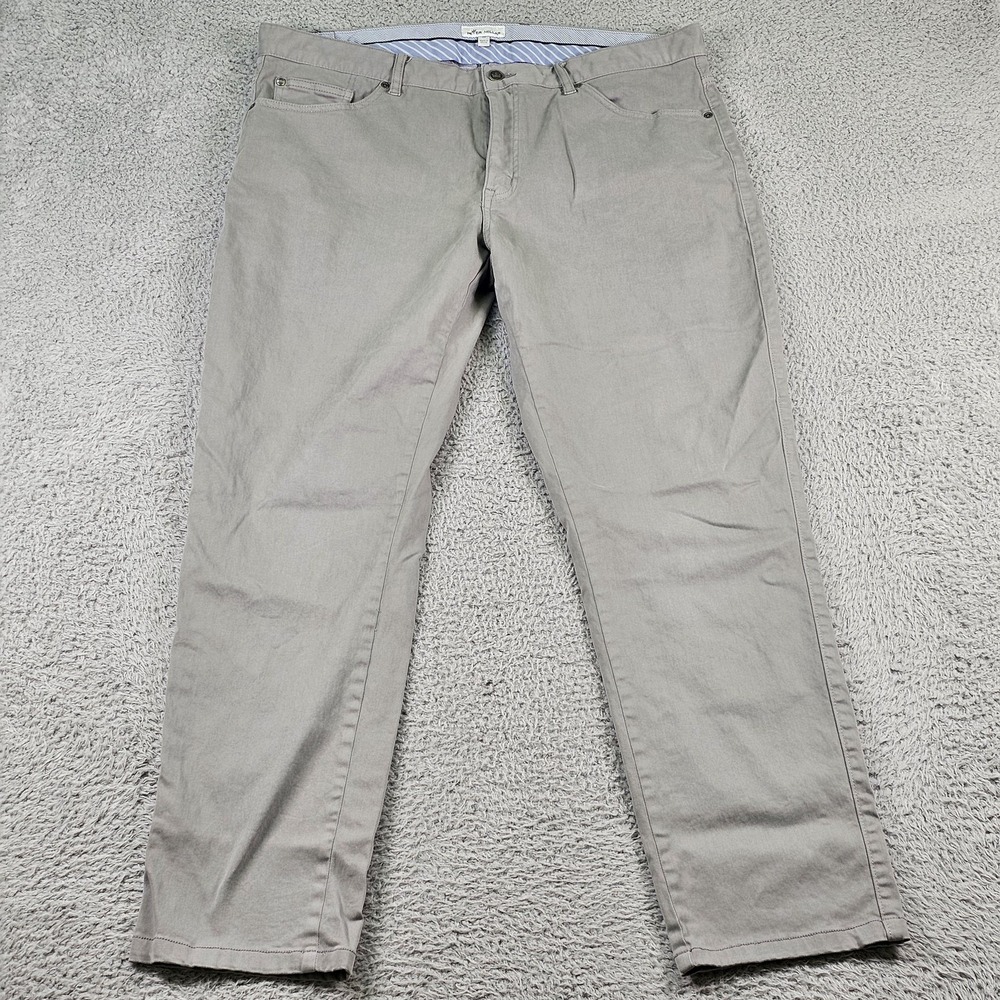 Peter Millar Pants Mens 38 Gray 5-Pocket Chino Golf Casual Everyday Wear